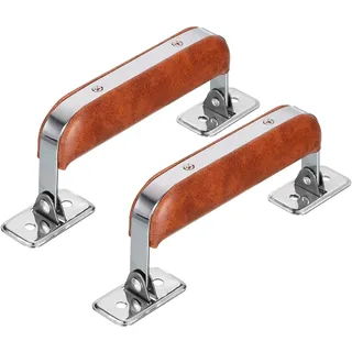 QUARKZMAN 2 Stück Ledergriff Metallkoffergriff Vintage-Zuggriff Braun | Vintage-Koffer-Ersatzriemen, Für Truhe Handtasche Aktentasche Lautsprecherbox