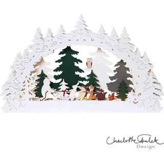 LED Schwibbogen ,Forest Friends', Batterie, Tiermotive, Holz - Bunt