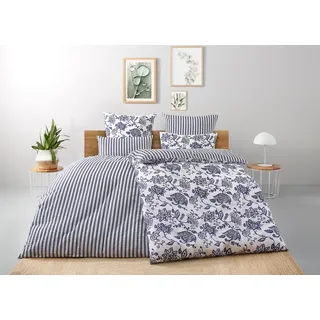 Bettwäsche OTTO HOME "Nordby", blau, B/L: 135cm x 200cm, 1 Stk., 1 Stk., Seersucker, B/L: 80cm x 80cm, 2, Seersucker, Obermaterial: 100% Baumwolle, Bettwäsche, Bettwäsche, Bettwäsche aus Baumwolle, skandinavisches Design, ab Größe 135x200 cm