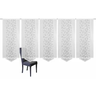 HOME WOHNIDEEN Schiebegardine »JENNA« Klettband 5 Stk. tlg. Schiebevorhang Jacquard Set, inkl. Befestigungszubehör, weiß