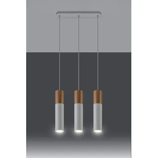 MiaLux G9 Pendelleuchte – Pendelleuchte Esstisch – Hängeleuchten & Pendelleuchten – Deckenlampe Hängend – Lampe Esstisch Hängend – Esstisch Pendelleuchte – MILVA Weiß, Naturholz - G9-Fassung