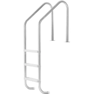 VEVOR Poolleiter Edelstahl 120 kg, 3-stufige Treppe mit Doppeltem Handlauf, Rutschfeste Stufen, Sicherheitsleiter für Ein- & Ausstiege von ca. 122 bis 137 cm Unterflur-Pool, 655x600x1580 mm