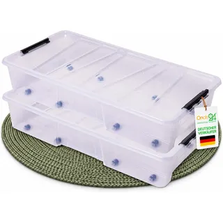 Ondis24 Unterbettbox Jolly mit Deckel und Rollen, Rollbox 35 L, Spielzeugkiste, Kiste stapelbar, Aufbewahrungsbox transparent (2)