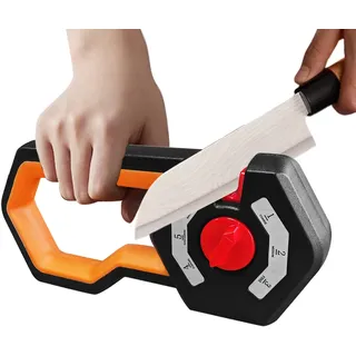 Messerschärfer, 6-in-1 Premium Messerschleifer mit Scherenschleifer, 6 Stufen Verstellbar Knife Sharpener, Ergonomisches Manuelle Messerschärfer für Schärfen & Polieren Küchenmesser, Scheren