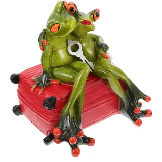 TOYANDONA Frosch Spardose Aus Harz 5.91X5.12X4.13In Münzspeicherbox Mit Großer Kapazität Niedliche Froschpaar Deko Für Zuhause Und Geschenk