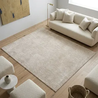 Teppich SEHRAZAT "Moda 1100, auch als Läufer", beige, B:100cm H:11mm L:300cm, Polyester, Polypropylen, Teppiche, Teppich, Kurzflor, grafisches Hoch Tief Muster, Wohnzimmer
