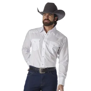Wrangler Herren Sport Western Two Pocket Langarm Snap Shirt, Weiss/opulenter Garten, Mittel