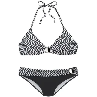 JETTE JETTE, Triangel-Bikini mit modischem Druck und Accessoires, schwarz-weiß