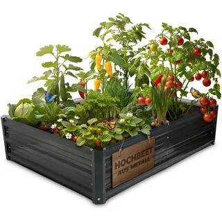 STREND PRO Hochbeet Metall 120x90x30cm | Niedrig Kleines Hochbeete für Garten Blech | Garten Beet aus verzinktem Stahl für Gemüse, Kräuter & Tomatenpflanzen | Stahl Pflanzkasten, Kräuterbeet