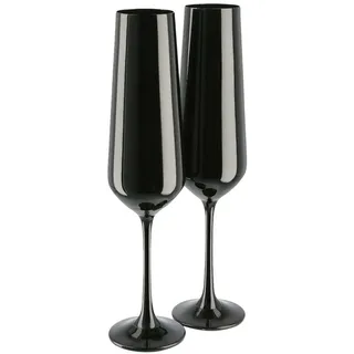 Peill+Putzler 2er-Set Sektkelche mit Stiel 200 ml, Champagner, Prosecco | moderne Sektgläser in schwarz aus Kristallglas, Tulpenform für vollmundige Aromaentfaltung von Sekt, praktisch im Alltag
