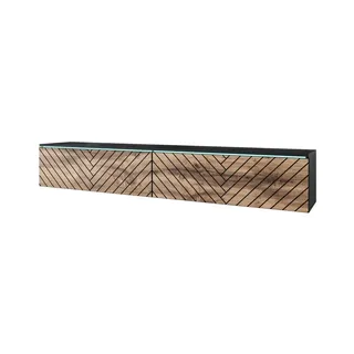 veneti Lowboard 180x30 cm Schwarz/Eiche Wotan Kunststoff/Holzwerkstoff
