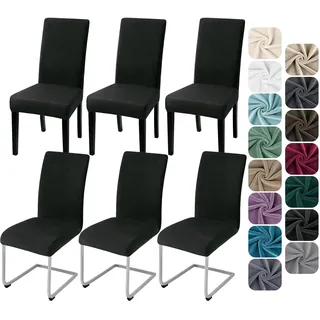 Alishomtll Stretch Samt Stuhlhussen 6er Set Stuhlbezug Schwingstuhl Schwarz