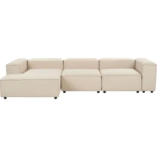 BELIANI Ecksofa Beige Stoff L-förmig 4-Sitzer Modulsofa mit Chaiselongue Rechtsseitig Wohnzimmermöbel Modern Wohnzimmer Wohnecke Sitzecke - Beige, Schwarz