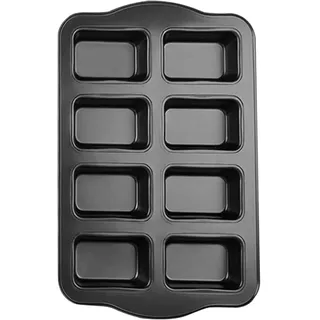Gurlideo 8 Mini-Kastenformen, Kastenform, antihaftbeschichtet, Karbonstahl, Backform zum Backen, Grau (1 Set)