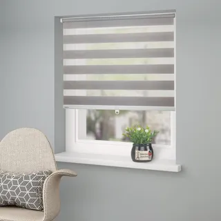 Doppelrollo OTTO HOME "Jan" Gr. 8, grau (hellgrau), B:95cm H:130cm, Polyester, Rollos, Doppelrollo, Fixmaß, Klemmfix, uni, monochrom, basic, schnurlos, Klemmträger, Topseller