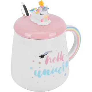 Tierbecher Löffel Wassertasse mit Deckel Niedlicher Keramikbecher Kaffeetasse Trinkzubehör(Typ 3 )