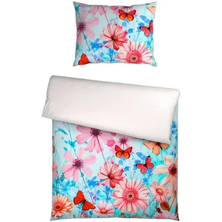 Esposa Wendebettwäsche , Blau, Weiß , Textil , Schmetterling , 140x200 cm , pflegeleicht, hautfreundlich , Heimtextilien, Bettwäsche & Leintücher, Bettwäsche, Wendebettwäsche