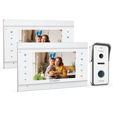 TMEZON Video Türsprechanlage Türklingel Intercom System, Türsprechanlage mit 7 Zoll 2-Monitor 1-Kamera Für 1-Familienhaus, Nachtsicht, Automatisch Snapshot/Aufnahme,2 Draht Technik, 1080p