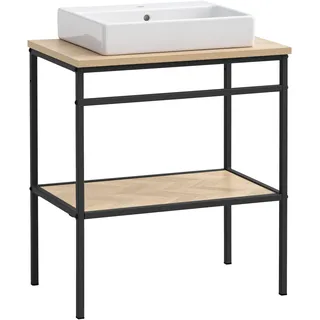 Waschtisch WELLTIME, eiche hell, schwarzmatt, B:70cm H:89,2cm T:45cm, FSC-zertifizierter Holzwerkstoff, Waschtische, Waschtisch, Made in Germany