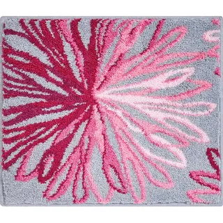 Grund Bidet-Vorleger , Grau, Rosa , Textil , Blume , rechteckig , 50x60 cm , Oeko-Tex® Standard 100, Made in Europe , rutschfest , Heimtextilien, Badtextilien, Badematten