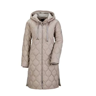 Langmantel GOLDNER "Kurzgröße Wintermantel mit Stehkragen und Kapuze", Damen, Gr. 20, beige (taupe), Obermaterial: 100% Polyamid PA., Rippe, Mäntel Langmantel, mit seitlichen Reißverschlüssen