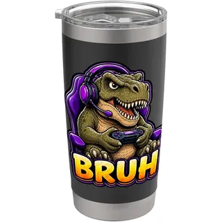 Bruh Gaming T Rex Lustige Dinosaurier Gamer Konsole Meme Grafik Doppelwandiger Edelstahl-Thermobecher
