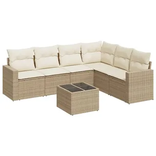 VidaXL 3251355, Cremefarben, Rattan, Gehärtetes Glas, 110 kg, Erwachsene & Kinder, 550 mm, 550 mm - Creme