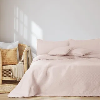 AmeliaHome Bettüberwurf 200 x 220 cm Rosa