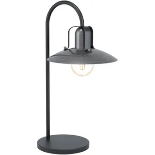EGLO Tischlampe Kenilworth, 1 flammige Tischleuchte Industrial, Vintage, Retro, Nachttischlampe aus Stahl, Wohnzimmerlampe in Schwarz, Nickel-Antik, Lampe mit Schalter, E27 Fassung