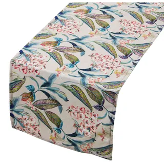 DRW Tischläufer aus Samt, Bedruckt mit Blättern, 33 x 180 cm