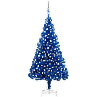 vidaXL Künstlicher Weihnachtsbaum Beleuchtung & Kugeln Blau 210 cm