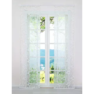 ESLIR Schiebegardinen Ausbrenner Flächenvorhänge Set 2er Voile Weiß2 57x145 | Schiebevorhang mit Klettband, Gardinen für Schienensystem, mit Klettschiene, Vorhang Transparent, Gardinenschals, 2 Stück