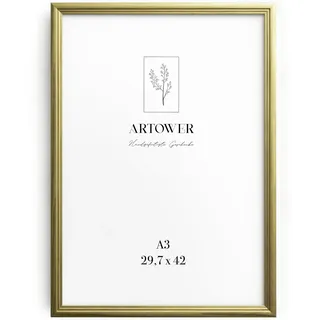 Artower® Bilderrahmen Vintage Gold Holz Rahmen für DIN A3 29,7 x 42 cm | Posterrahmen Groß Collage | Picture Frame Vintage Gold Wood 30x42 cm | Retro Schmal Bilderrahmen | Poster Rahmen