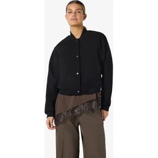 Langjacke NOISY MAY "NMEDDI L/S BOMBER JACKET FWD NOOS", Damen, Gr. XS, schwarz, Web, Obermaterial: 100% Polyester, unifarben, regular fit normal, Jacken Langjacke