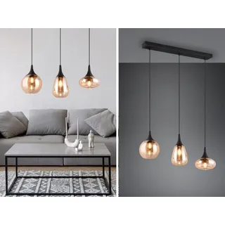 LED Balkenpendelleuchte 3-flammig über Esstischlampe hängend Glas Lampenschirme