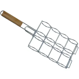 Best Sporting Maiskolbenhalter Grillkorb grillen mit Holzgriff 17 x 29 cm, chrom