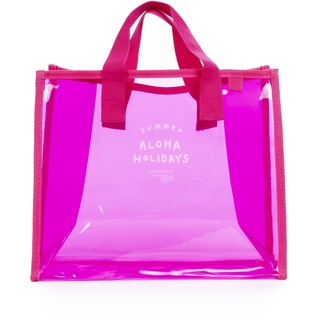 IRIA QUINTANA. Zeme Shoppertasche aus PVC, transparent, 34,5 x 14,5 x 27,5 cm, Farbe: Fuchsia, fuchsia, Utility