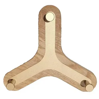 Woodek Wandaufhänger Hugo mit 3 Haken, goldenes Metall und geölte Eiche, 6/18/20 cm , Eichefarben, Goldfarben , Holz , Echtholz,Eiche , 18x20x6 cm , FSC 100% , Garderobe, Garderobenpaneele, Wandgarderobe