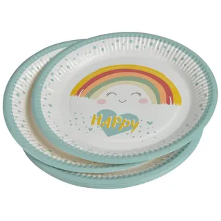 Homéa, Set mit 6 Papptellern, Durchmesser 18 cm, Rainbow