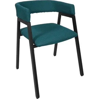 HowHomely | Gepolsterter Stuhl auf Metallbeinen - hellgrau - 74x50x50cm - Esszimmerstuhl mit Armlehnen - Türkis, Schwarz