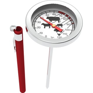 BROWIN® Analog Bratenthermometer mit Etui 100600 | 0-120 °C Grillthermometer | Garthermometer aus Edelstahl | Fleischthermometer für Backofen, BBQ und Grill | Kerntemperaturmesser für Fleisch