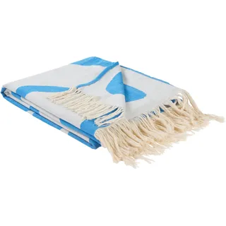 Beliani Decke mit Fransen Acryl 130 x 170 cm Blau