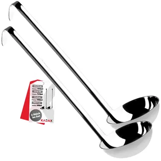 KADAX 2er Set Suppenkelle aus Edelstahl, Schöpfkelle aus Edelstahl mit langem Griff zum Servieren von Suppen, Küchenutensilien (8 cm/100 ml)