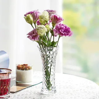 Transparente Glasvase für Blumen, 16,5 cm, Kristall-Blumenvase für Tafelaufsätze, Heimdekoration