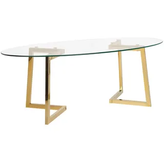 Beliani Couchtisch Glas Gold oval Fresno , Goldfarben, Transparent , 120x45x60 cm , Wohnzimmer, Wohnzimmertische, Couchtische