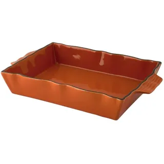 Auflaufform aus Steinzeug Rechteckig mit Griff Orange cm 31 Habi