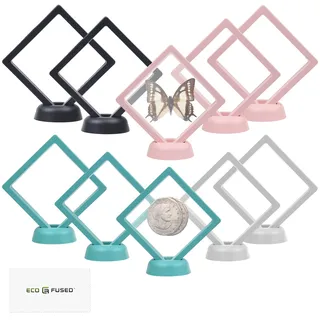 Eco-Fused Transparenter schwebender 3D-Rahmen - 5er-Set - Hängevitrine für Sammlerstücke, Erinnerungsstücke, Dekorationen - Halterungen für Münzen, Schmuck, Medaillen, Edelsteine (Schwarz)