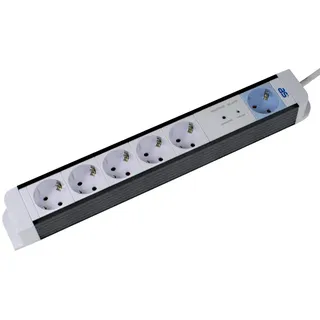 as - Schwabe Steckdosenleiste Flash weiß Master/Slave - mit 1x Master und 5X Slave-Steckdosen mit Kontrollleuchte - Mehrfachstecker mit 1,5 m Kabel - Steckdosen 45° gedreht - IP20, 18672