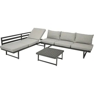 DEGAMO Sitzgruppe Gartenset Funktions Loungeset BOGOTA aus Aluminium matt-grau, 280x280cm, wetterfest - Grau
