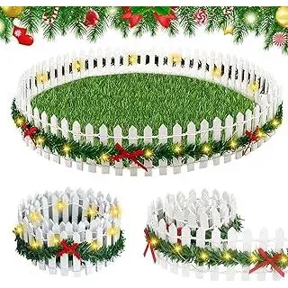 Weihnachten Miniatur Zaun Holzzaun, 2 Stück Miniatur Zaun Gartenzaun Holz, Mi-niatur Za-un Holzzaun, Mini Weihnachtszaun Mit Lichtern, Mini Weihnachtszaun, Wichtel Zubehör Weihnachten